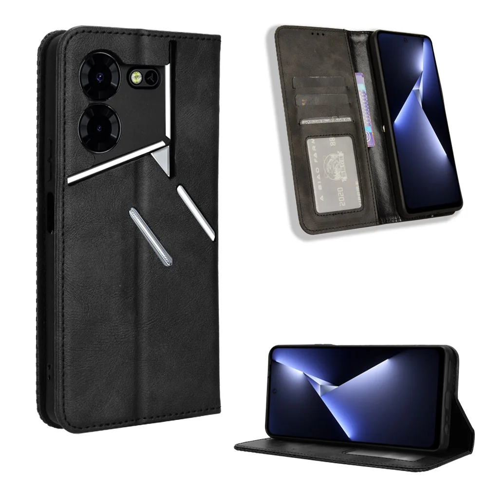 Tecno Pova 5 Pro용 가죽 플립 케이스, POVA5 Pro LH8n 용 완전 보호 전화 가방, 고급 지갑 케이스, 360 ° 보호 책