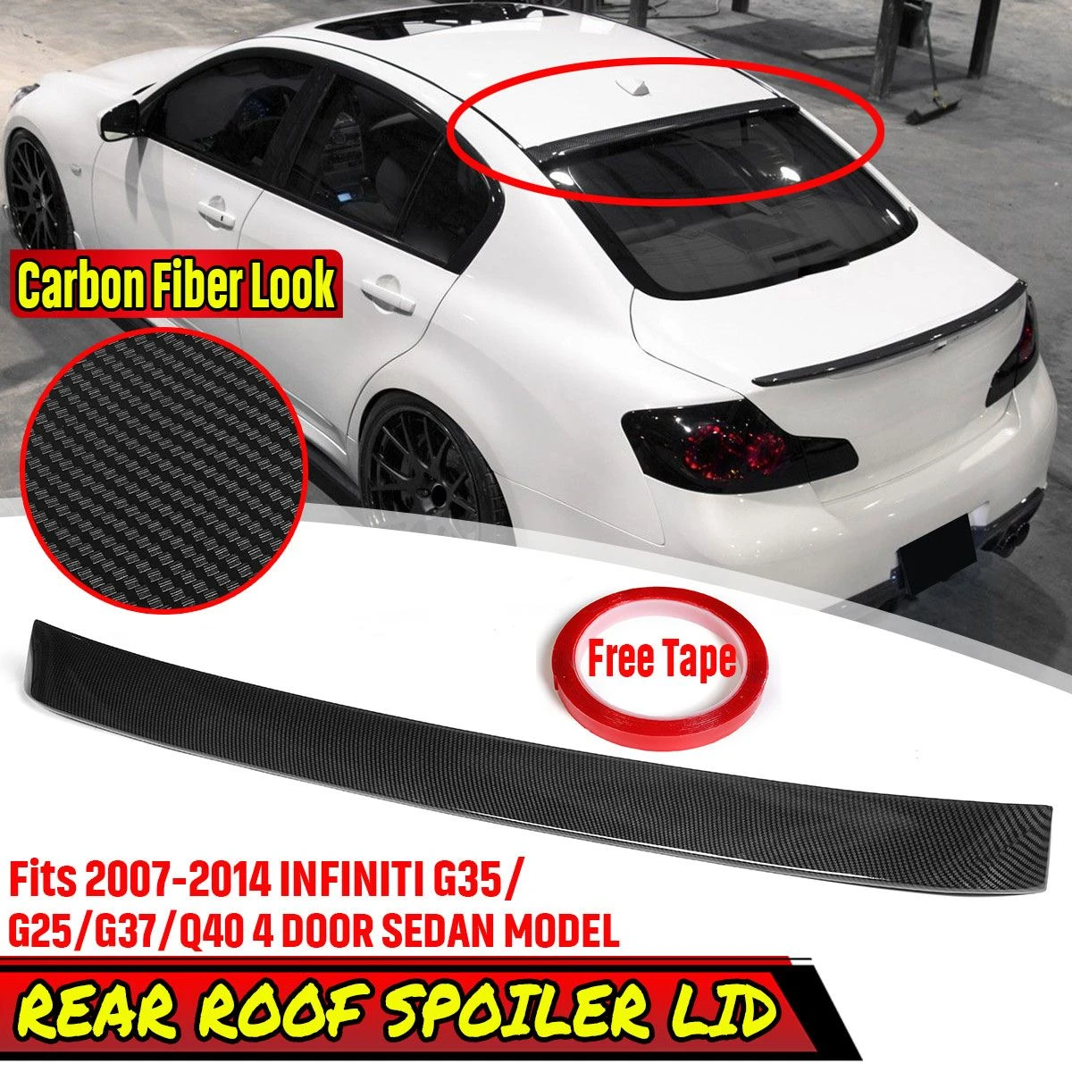 G37 Q40 Car Rear Trunk Spoiler Wing Lip Rear Roof Spoiler Wing Lip
