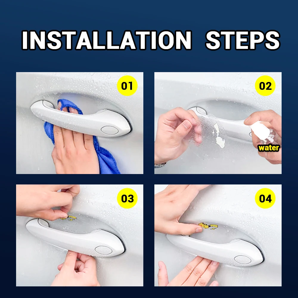 8-Piece Transparent Car Door Handle Anti-Scratch Protector Film Set