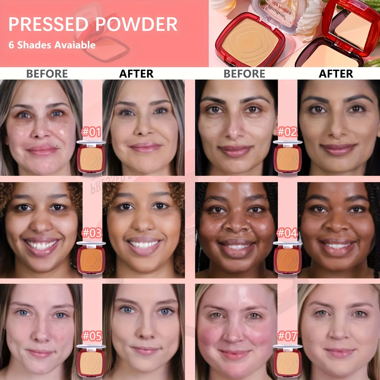Matte Full Coverage Pressed Powder Foundation With Puff Applicator 24H Fresh Wear Matte Weightless Finishing Powder Makeup