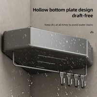 Étagère d’Angle de Salle de Bain Sans Perçage – Panier Mural en Aluminium pour Rangement Douche 5