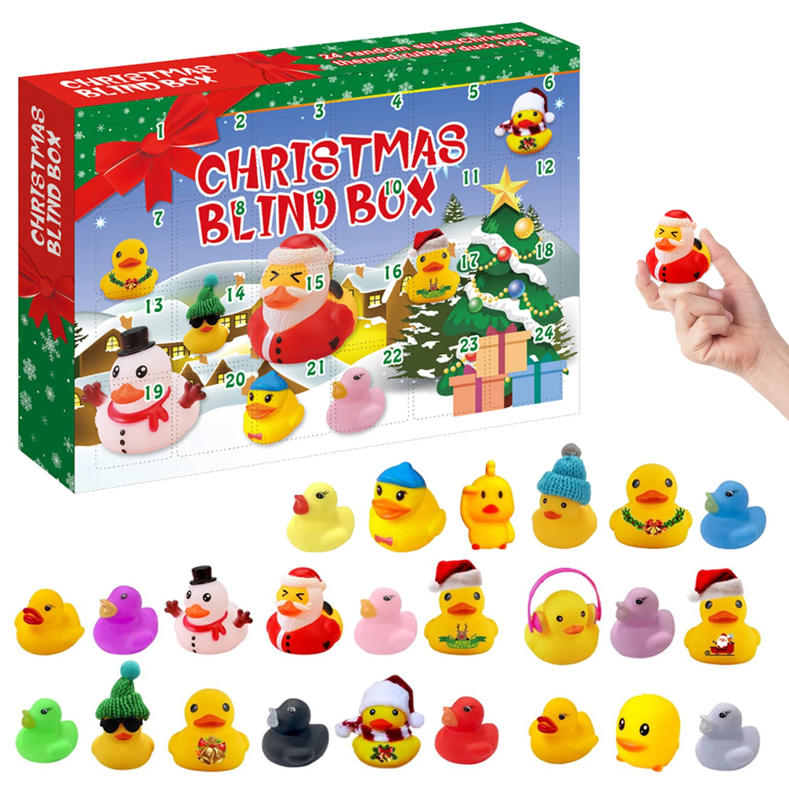 Christmas Advent Countdown Calendar 24PCS Squeeze Animal Dinosaur Pendant Toy Creative Calendar