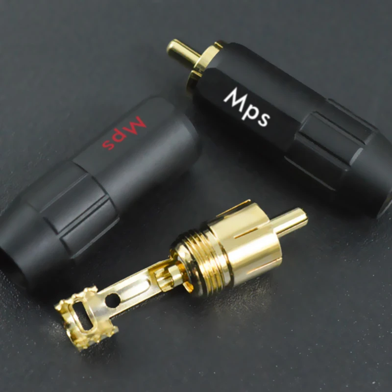 a Ouro 24K, RCA Plug, Latão Cabeça de Lótus, Cabo para 8mm RCA