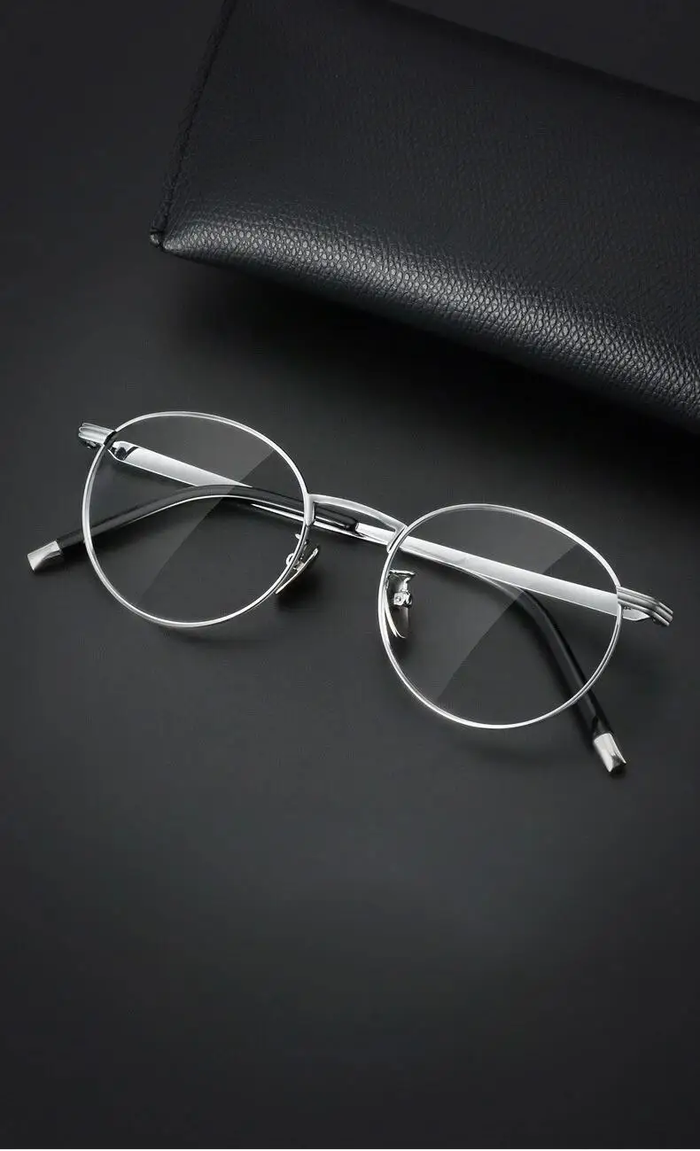 Titanium Reading Glasses - Lightweight Round Frame, Anti Blue Light, Single Focus Lenses