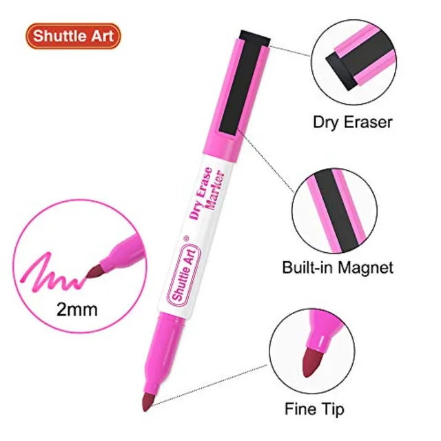 Magnetic Whiteboard Markers, 20 Pieces Fine Tip and Eraser, Dry Erase Whiteboard Markers, for Writing on Whiteboards, Weekly Pl