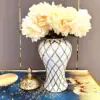 Geometry Gold Diamond Check General Can Ceramic Ginger Jar Flower Vase Porcelain Craftwork Sealed Storage Tank Home Decoration 5