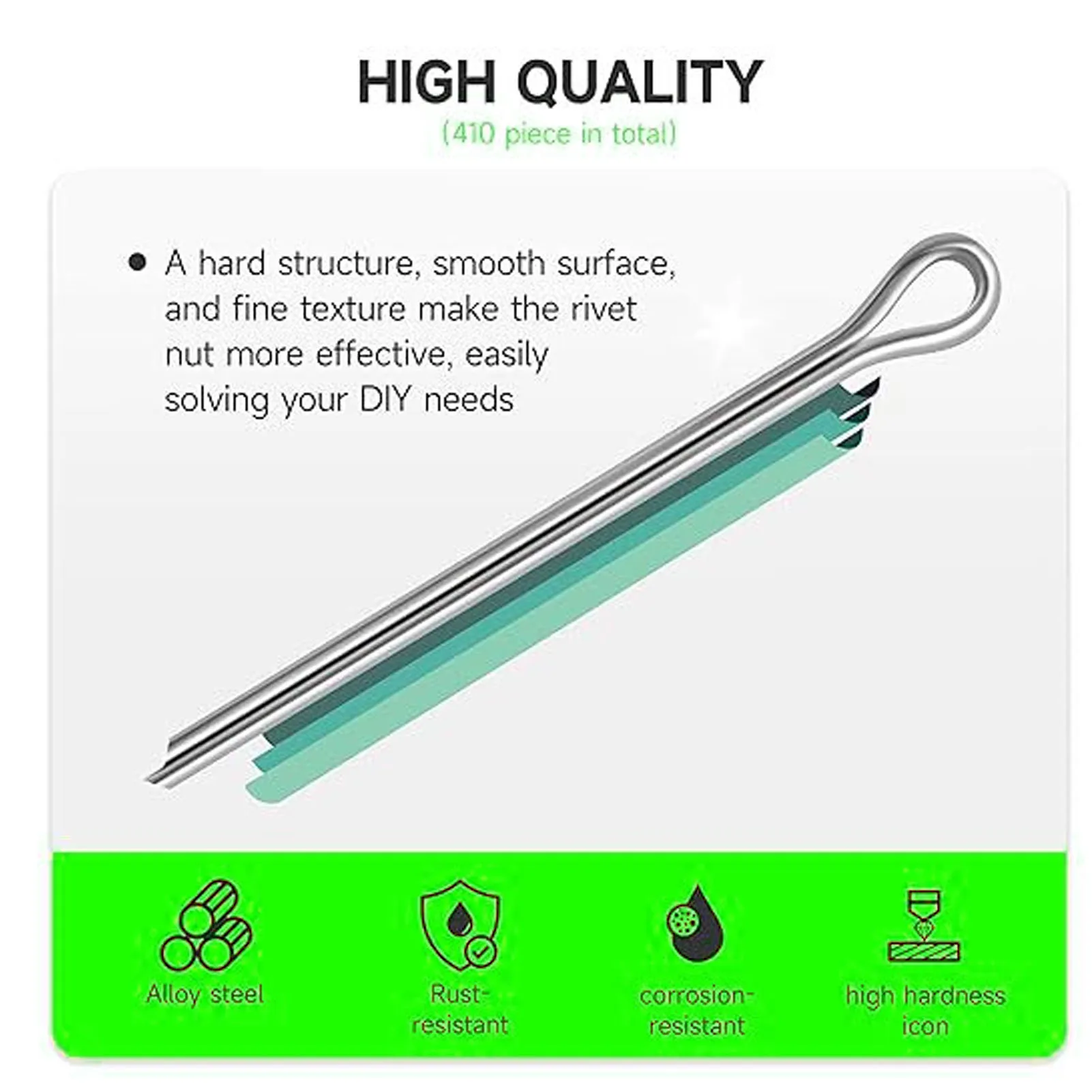 Cotter Pin Fastener Set Straight Shaped DIY Galvanized Steel Hardware Pins 6 Different Sizes for Hitch Pin Lock System