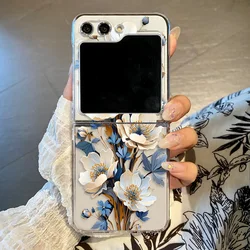 Coque de téléphone pliable transparente dure à motif floral