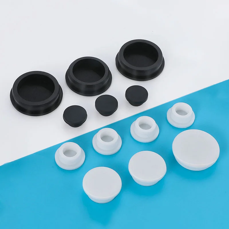 Silicone Rubber Hole Caps Plugs 2Pcs 6.8 7.3 7.8 8.3 9 to 25mm Seal Stopper T Type High Temperature Dustproof Plug White Black silicone rubber plugs silicone tube caps rubber end cap