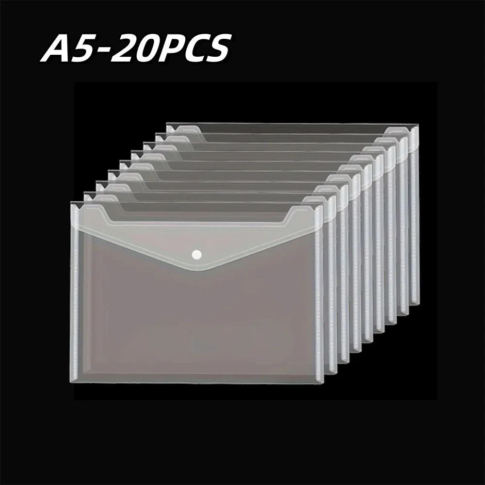 תיק תיקיות A5 20-50 יחידות פלסטיק שקוף עמיד בפני שקיפות מחזיק קבצים נייר למשרד ציוד מסמכים גיליון מגן