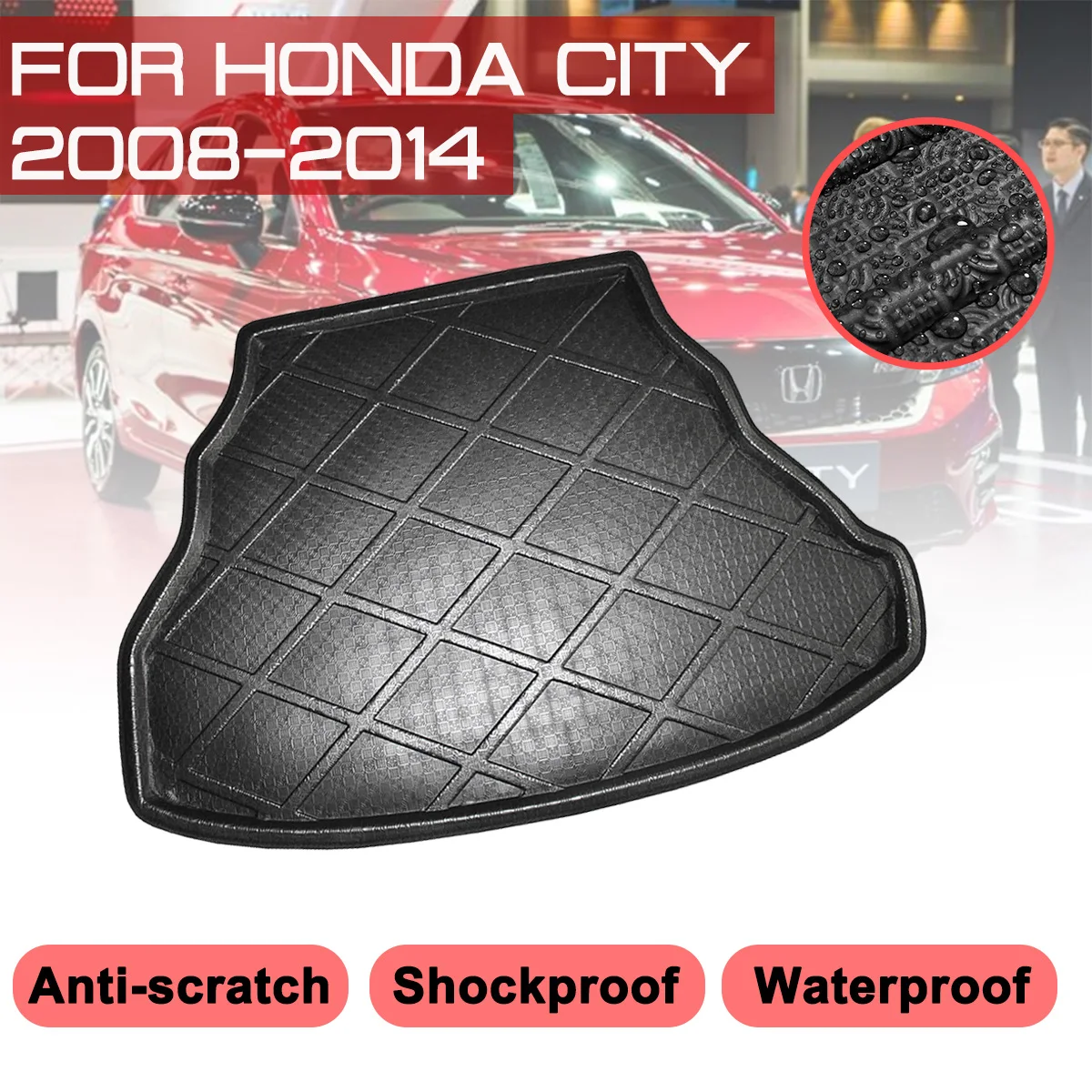 

Автомобильный напольный коврик, ковер для Honda CITY 2008 2009 2010 2011 2012 2013 2014, задний багажник, грязевая крышка