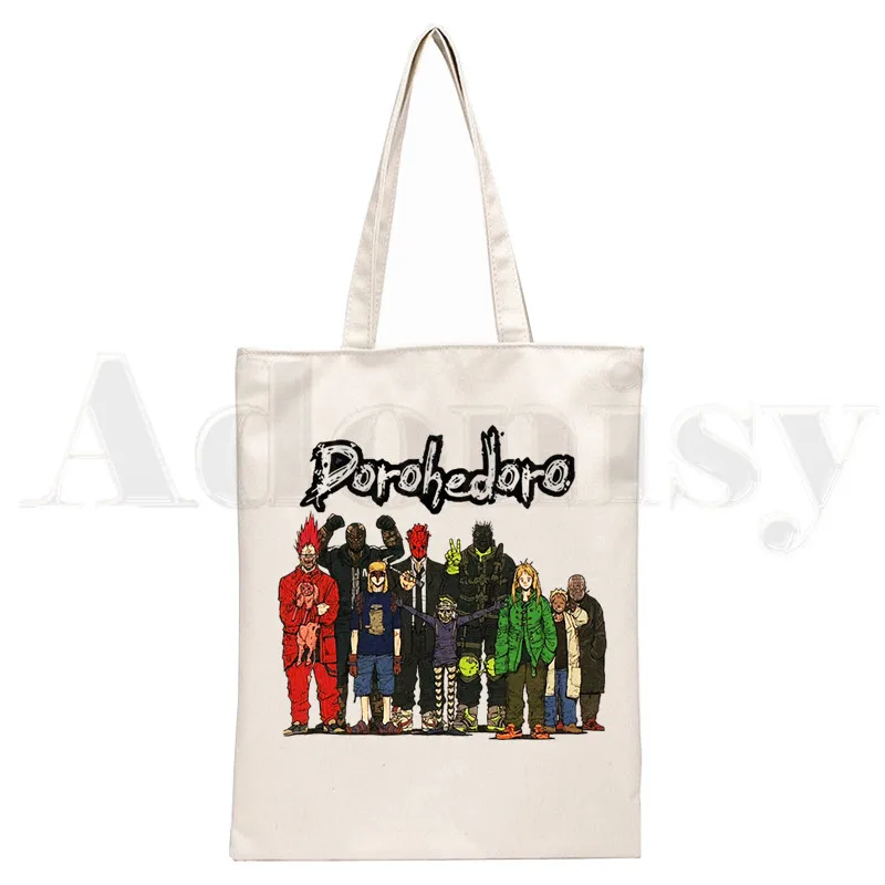 

Japanese Anime Dorohedoro Ladies Handbags Cloth Canvas Tote Bag Shopping Travel Women Eco Reusable Shoulder Shopper Bags Bolsas