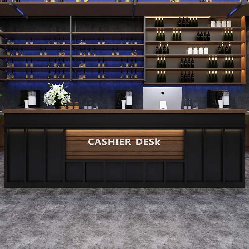 Trendy Fashionable Checkout Counters Commercial Retro Industrial Style Reception Checkout Counter Front Desk Furniture JT40C