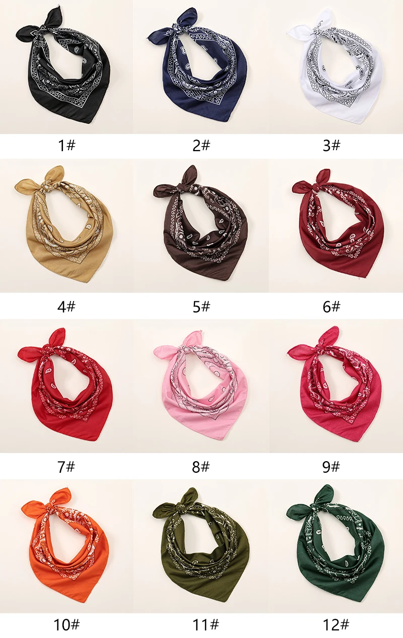 54cm*54cm Fashion Cotton Hip Hop Head Scarf Paisley Square Scarves Headwear Bandanna Hair Band Neck Wrist Wrap Band Accessories 3
