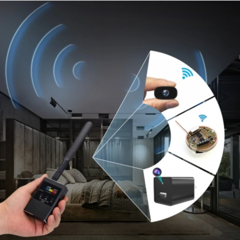 Wireless headphone detector anti tracker hotel camera lens, anti eavesdropping, peeping, listening, and anti-theft detector