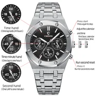 CHENXI 948 Top Luxury Brand Auto Date Wristwatch Mens Sport Waterproof Multi Function Chronograph Stainless Steel Wristwatches