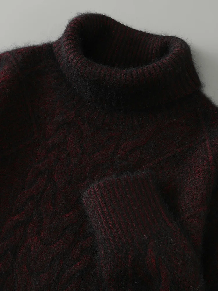 ANGEL Men Turtleneck Pullover Long Sleeve Cashmere Thick Sweater Autumn Winter Mink Cashmere Knitwear Smart Casual Clothing turtleneck sweater,basic sweater