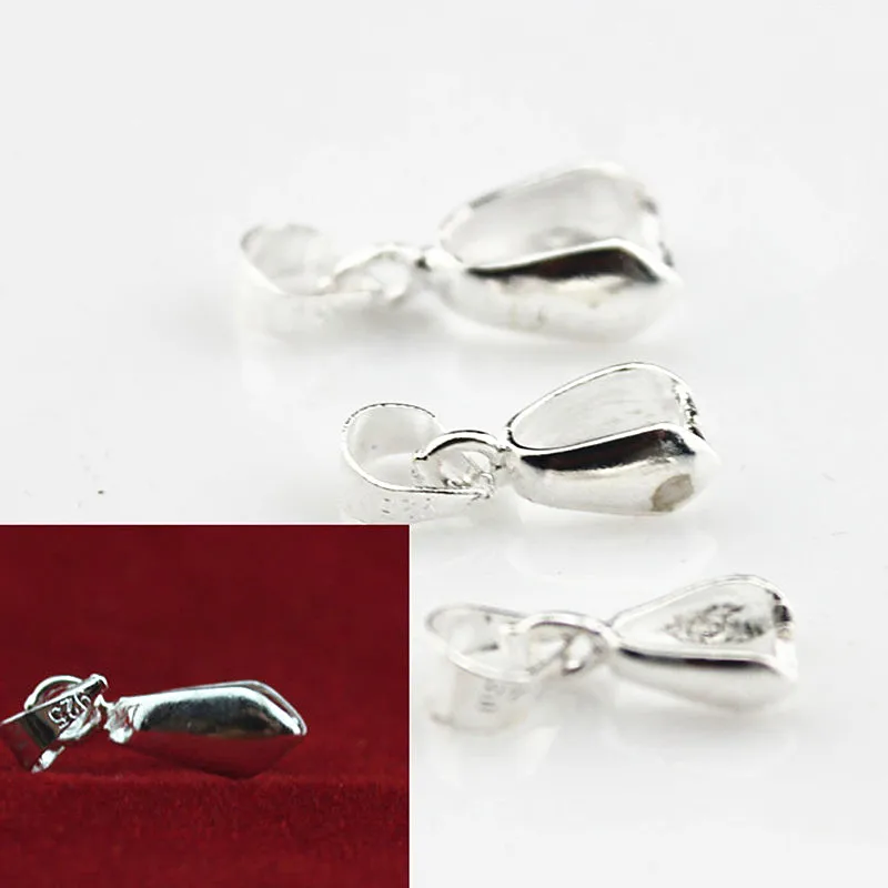 

Size L 8*17MM 10/20/50PCS 925 Sterling Silver Findings Bail Connector Bale Pinch Clasp Clip 925 Silver Pendant Fittings