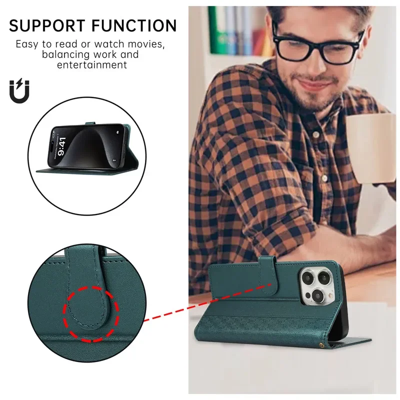 Elegant Leather Flip Stand Wallet Phone Case - Premium Luxury Cover
