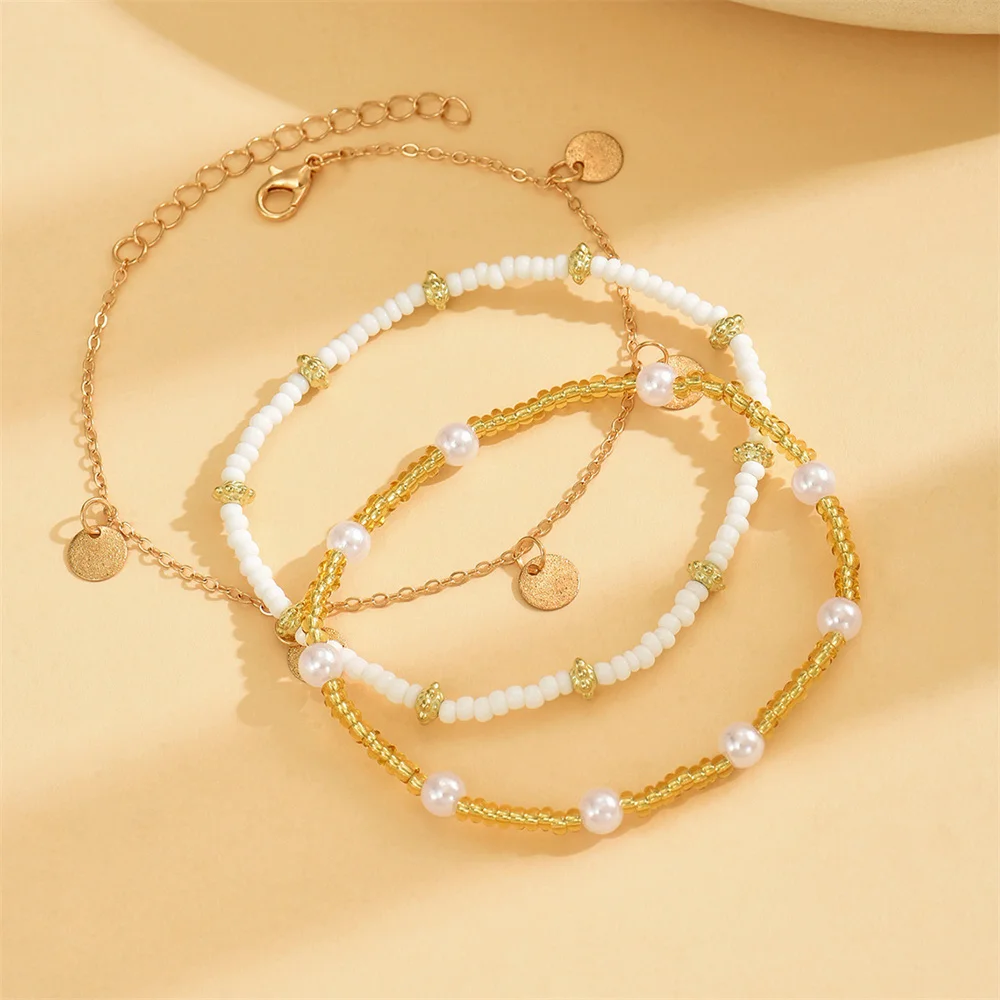 Boho Metal Round Disk Pendant Anklets For Women Gold Color Multilayer Foot Chain Ankle Bracelet Beach Jewelry Summer Accessories