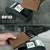 YATBEST Men's RFID Anti-Theft Three Fold Wallet Ultra-Thin with Zipper Coin Pocket Credit Card Clip Brush Anti-Magnetic Card Bag 5