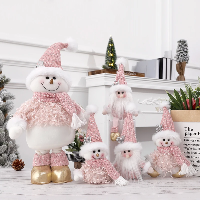 Big Size Pink Christmas Dolls Retractable Santa Claus Snowman