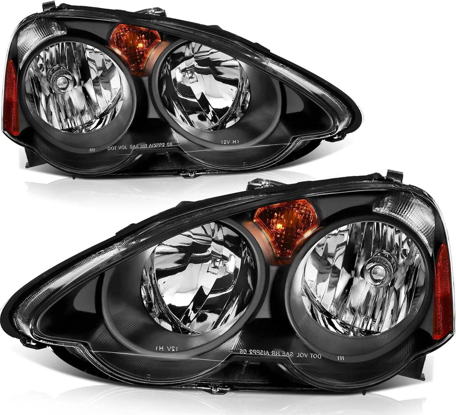 

Black Housing Clear Lens Retro Style Projector Headlights Compatible with 2002-2004 Acura RSX 1Pair Headlamps Assembly