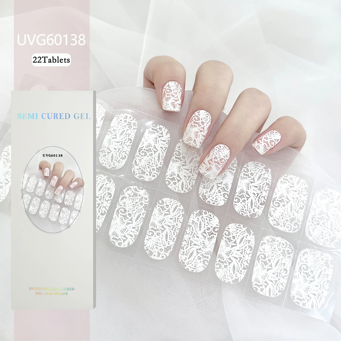 Nail Stickers 16/20/22Tips Semi-Cured Adhesive Waterproof Long Lasting Gel for UV Lamp Manicure