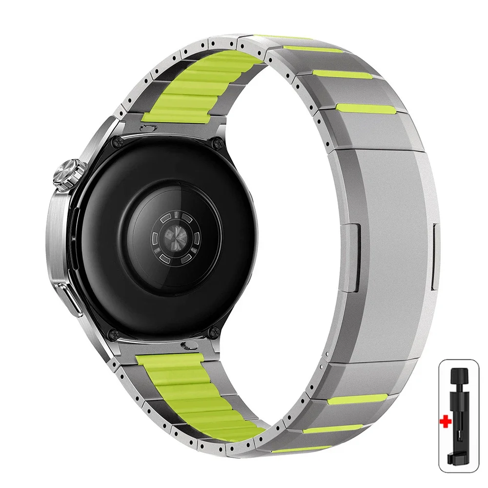 Premium Steel Watch Strap with Silicone Band - Elegant and Versatile Bracelet in 46mm Size