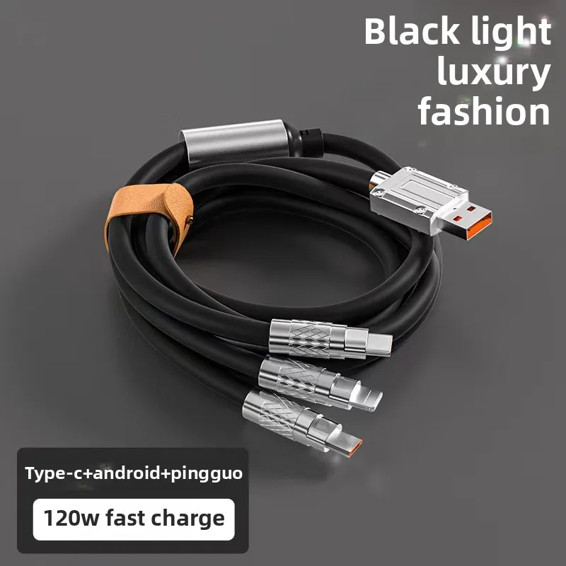 Versatile 3-in-1 Fast Charging Cable: 120W Multi-Port USB-C & Micro USB Data Cord