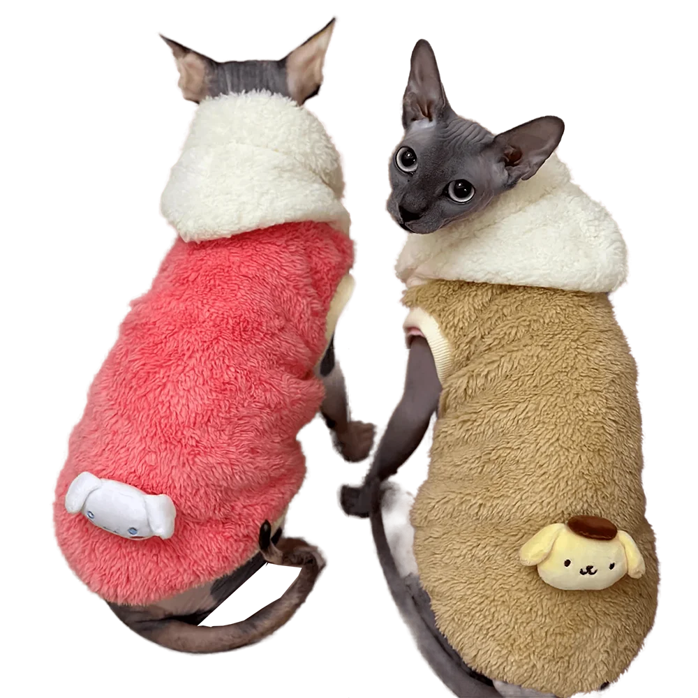 

Cotton Velvet Hoodie, Conis Kitten Outfits, Sphinx Hairless Cat Costume, Devon Rex Pet, Autumn and Winter Sphynx Cat Clothes