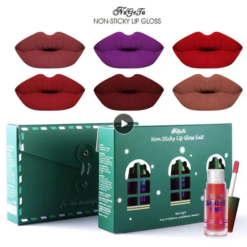 

Рождественская Ограниченная серия 6 цветов Сексуальная женская помада водостойкий Стойкий матовый антипригарный блеск для губ Макияж