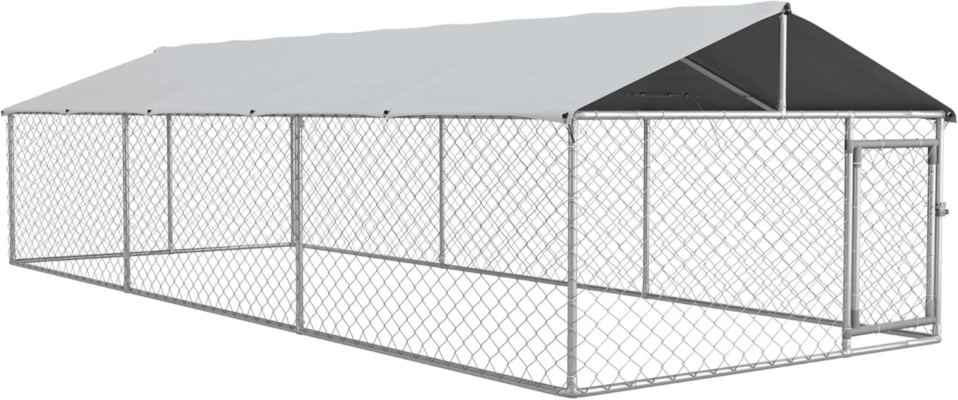 Large Dog Kennel Outside Heavy Duty Dog Cage with Waterproof Cover Outdoor Fence Run with Galvanized Chain Link