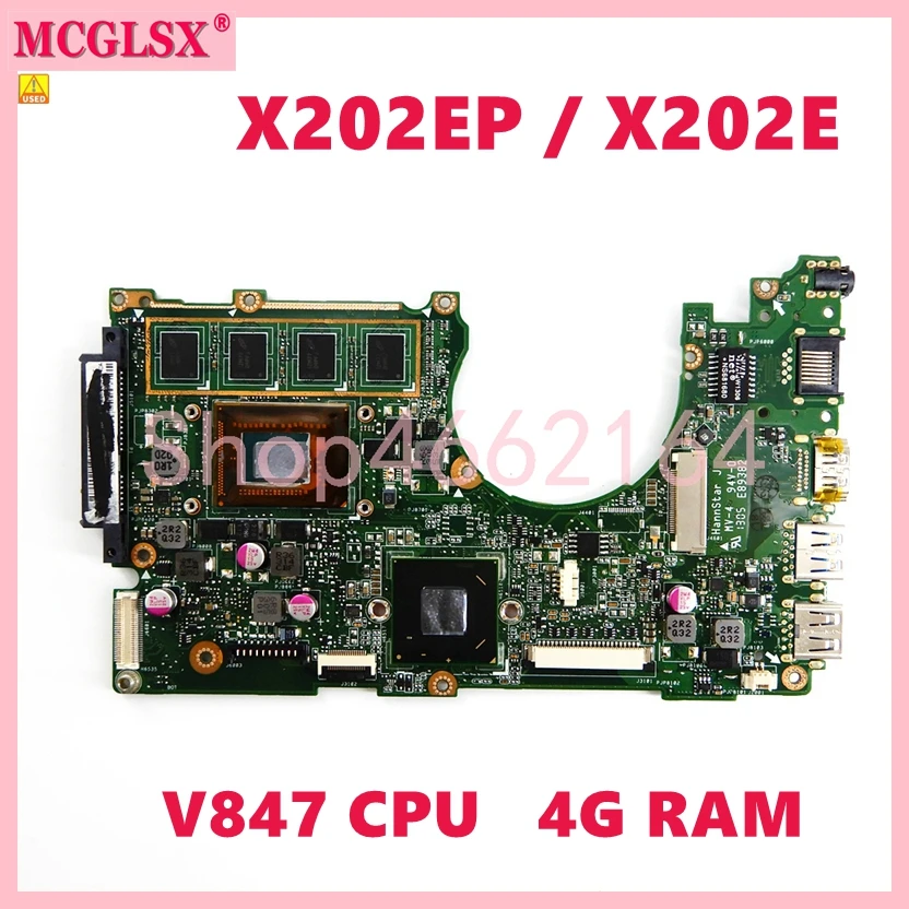 X202E 4GB RAM 847 CPU Notebook Mainboard For ASUS S200 S200E X202 X202E
