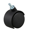 HOT SALE 10Pcs 6Mm Threaded Stem 40Mm Dual Wheel Rotatable Caster Black 5