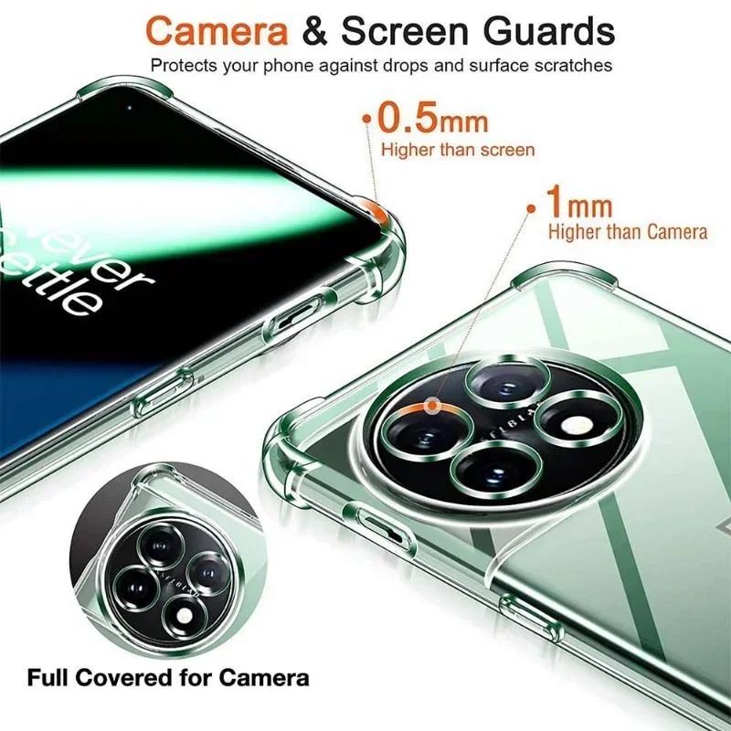 Durable Transparent TPU Shockproof Phone Case with Bumper Protection