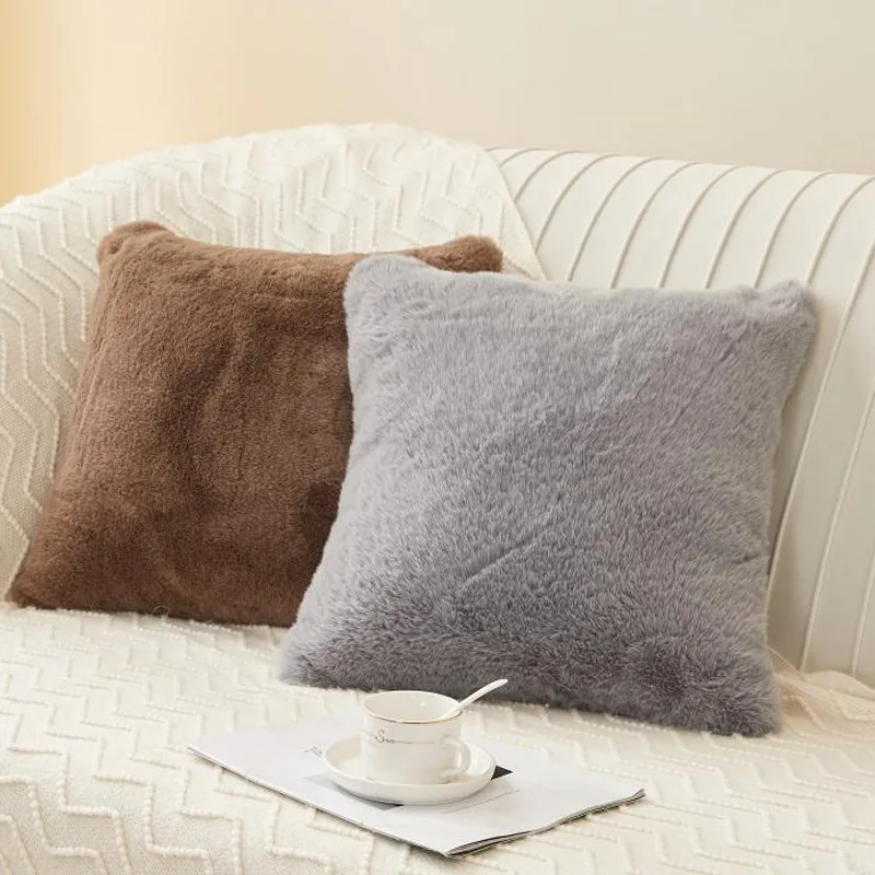 

Super Soft Plush Fur Cushion Cover 45x45cm Decorative Pillowcase for Sofa Livingroom Decor Pillow Cover White Beige Grey Yellow
