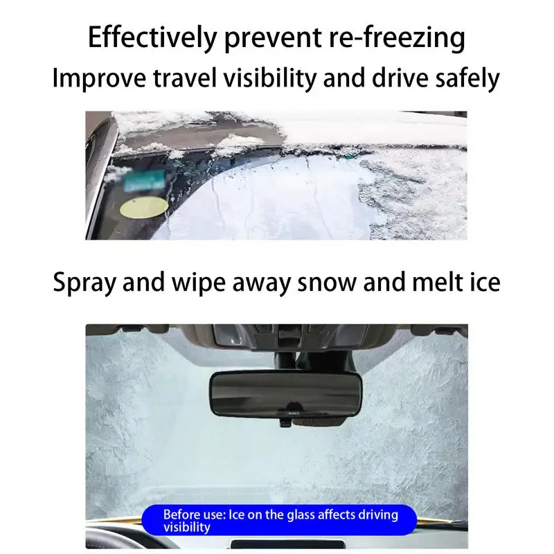 Car Deicer Spray 500ml Effecient Deicer Spray For Car Effective Defroster Fast Acting Supplies For Winter Cold