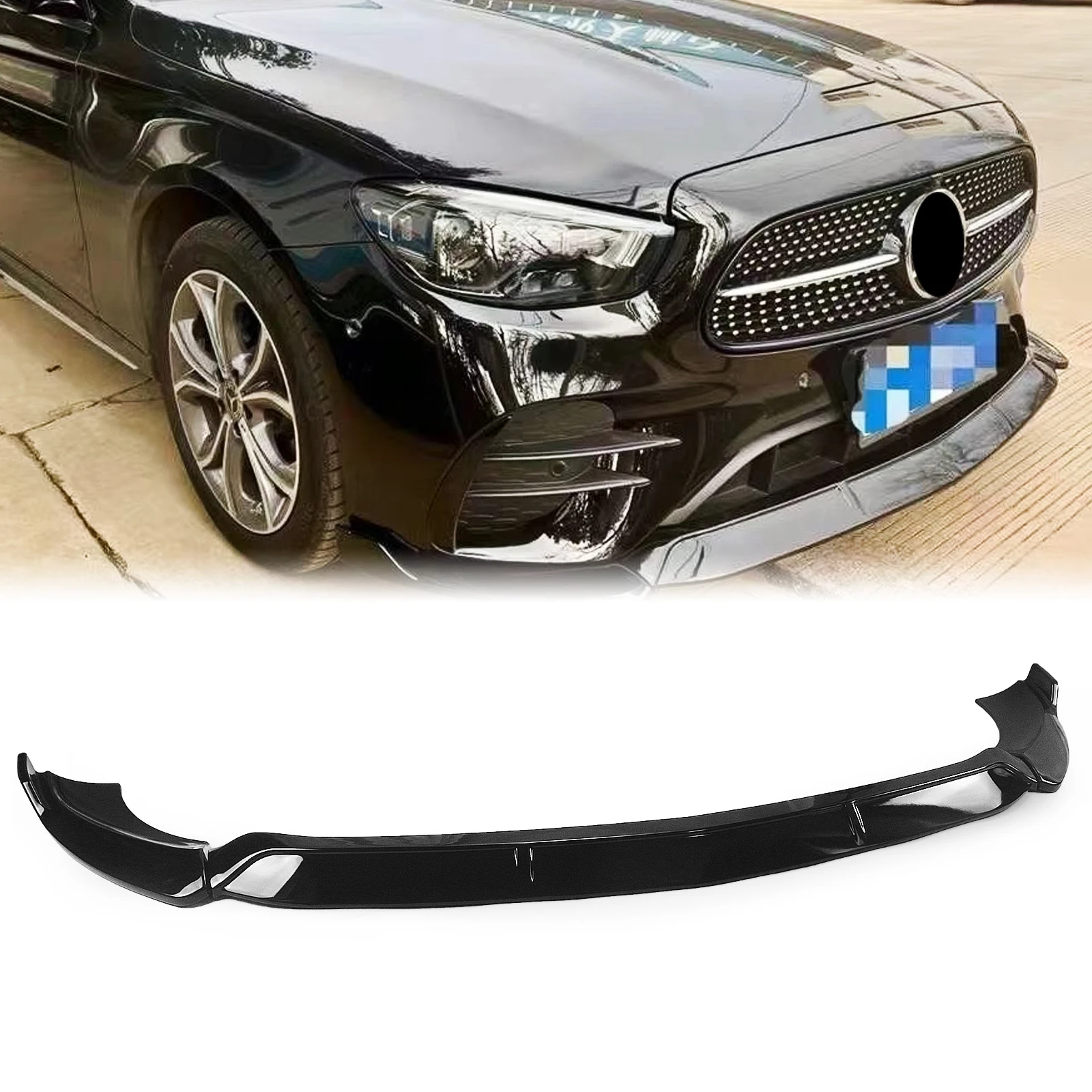 

Front Bumper Spoiler Lip For Mercedes Benz W213 E-Class 2021 Sport Sedan 4-Door Gloss Black/Carbon Fiber Look Car Blade Splitter