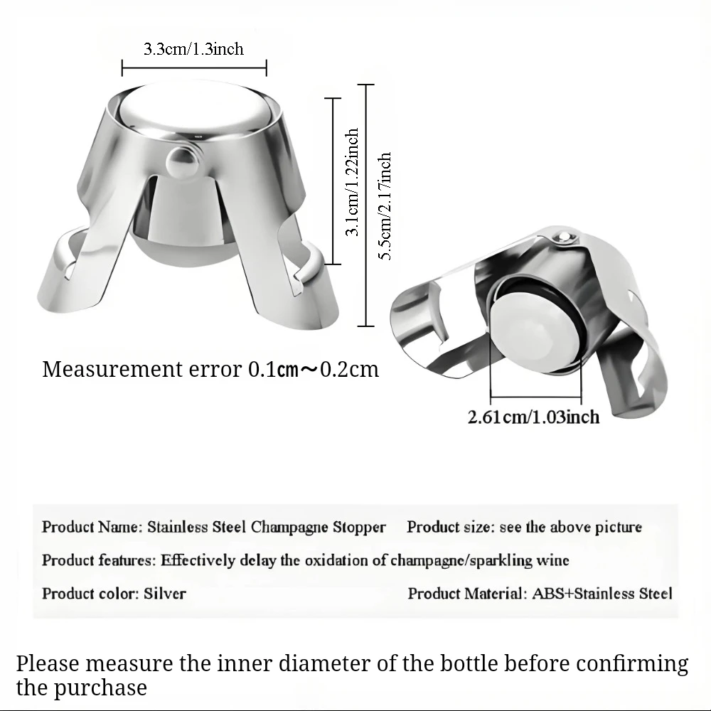 Wine Stopper Wine Bottle Stopper Wine Beer Bottle Cork Plug Stainless Steel Champagne Sparkling stopper Bar Tools 1PC Sealing Cap