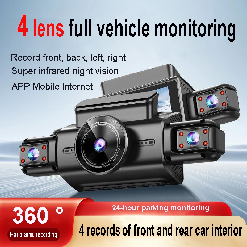 4 Channel Hidden Dash Cam with APP 4K HD Night Vision 24/7 Parking Monitor G-Sensor Loop Recording Motion Detection WDR Blackbox 1