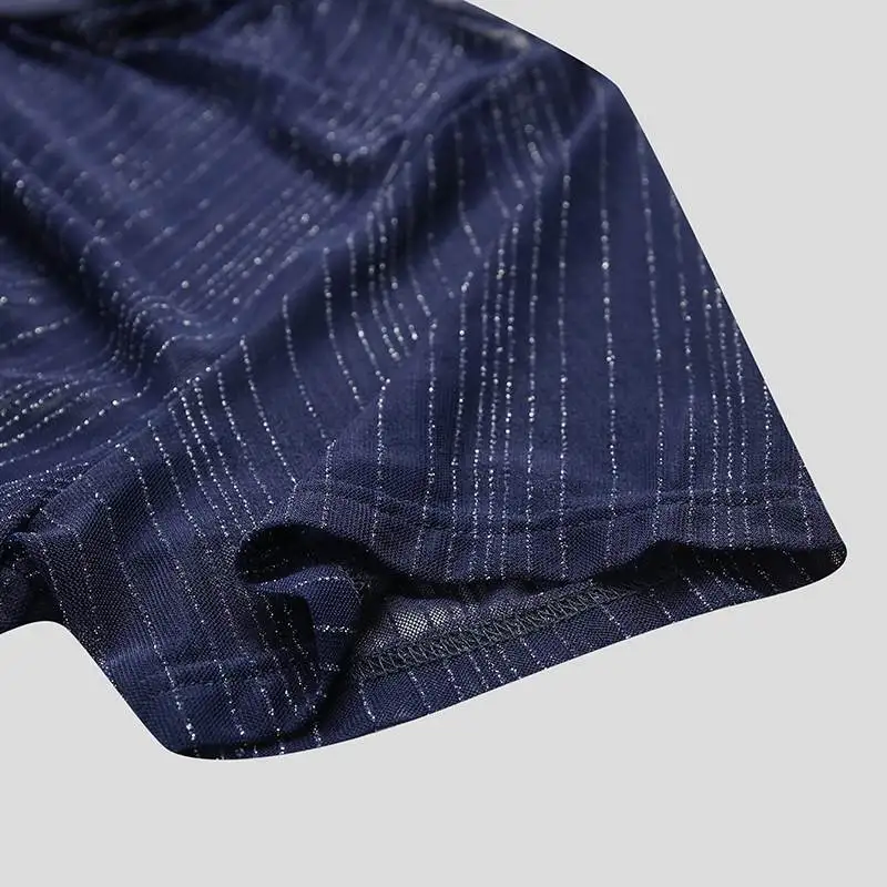 Men's Short Sleeve Mesh Party Shirt 6