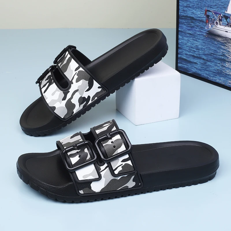 Trendy Versatile Men's Slippers Summer Outer Wear Anti-Slip Home Use Teenage Feet Soiling Feeling Explosion Model Slippers