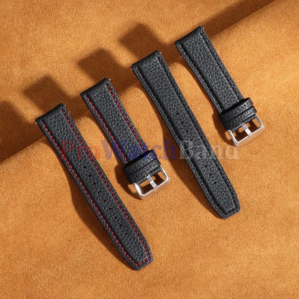 High-Quality Brown Lychee Pattern Leather Watch Band - Universal Fit