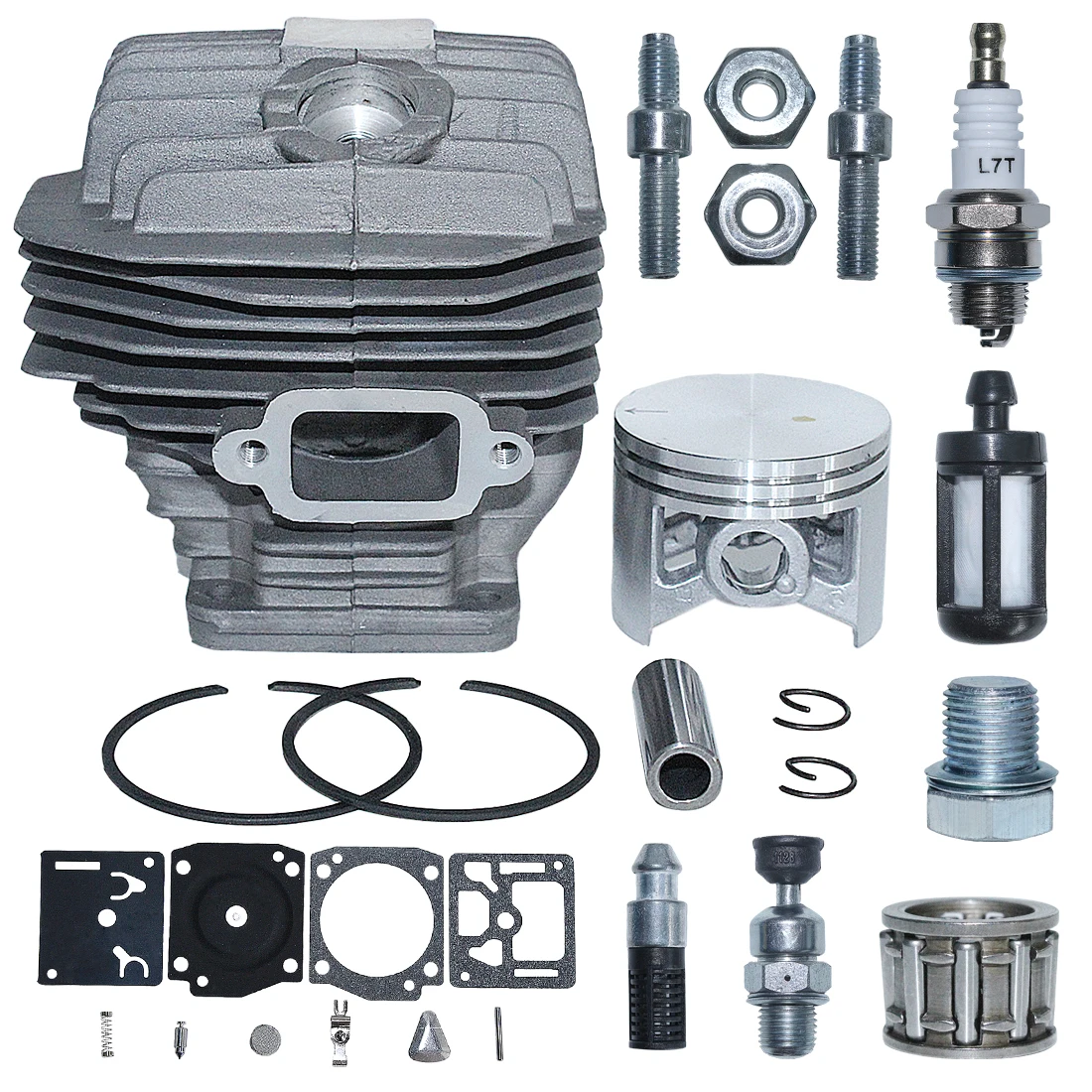 50mm Cylinder Piston Carb Repair Kit For Stihl MS440 044 MS 440 Chainsaw Bar Stud Nut Decompression Valve 1128 020 1227 Part 4