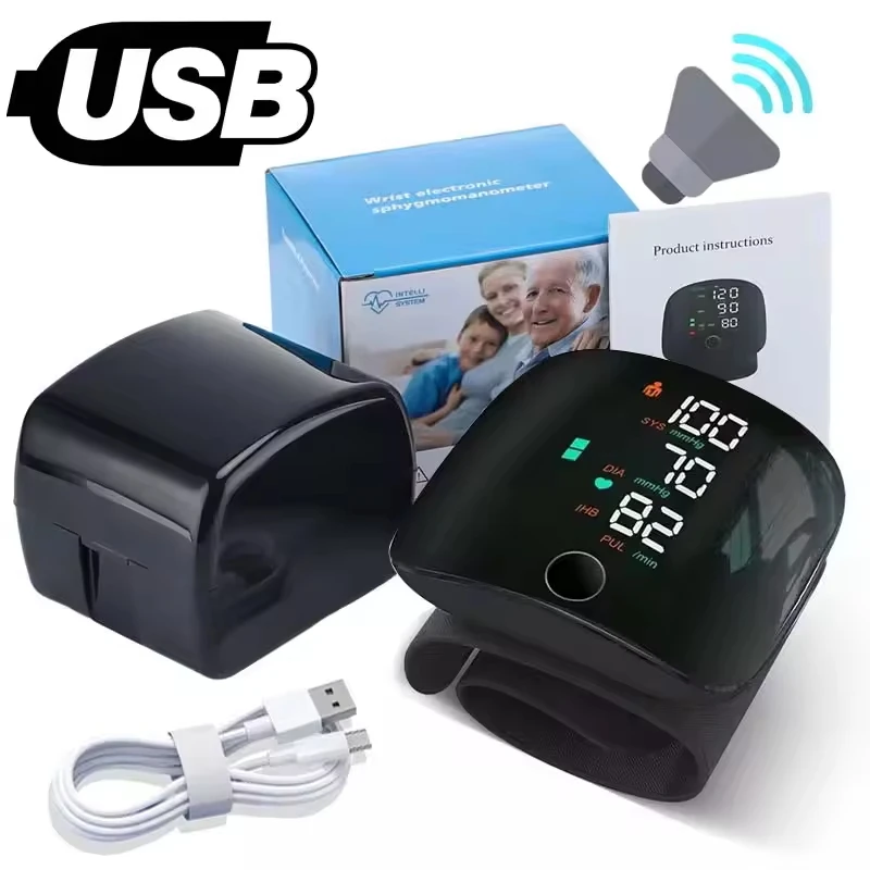 Portable Digital Wrist Blood Pressure Monitor Sphygmomanometer USB Tonometer Tensiometer Heart Rate Meter BP Monitor blood pressure monitor blood pressure meter