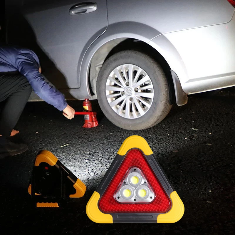 

Car Emergency Breakdown Warning Lighting Triangle Red With LED Traffic Flashing Light Battery Powered Car Tripod Stop Sign Lamp