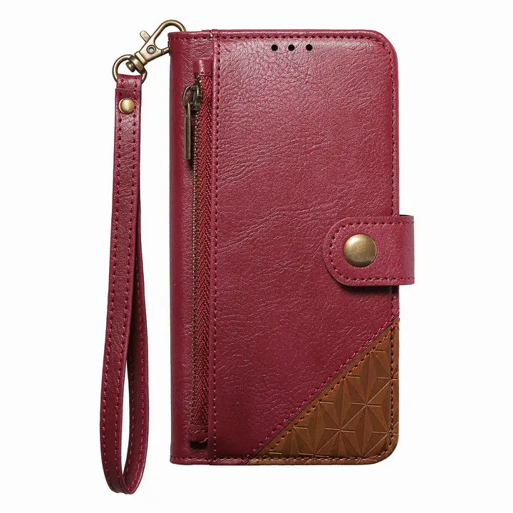 Zipper Wallet Leather Flip Case with RFID Protection and 7-Card Slots