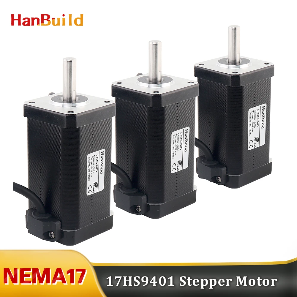 

Free by shipping 3pcs high quality NEMA17Stepper motor 80mm 2.8A 90N.CM 17HS9401 4 wire 1.8 degree hybrid CNC milling machine st