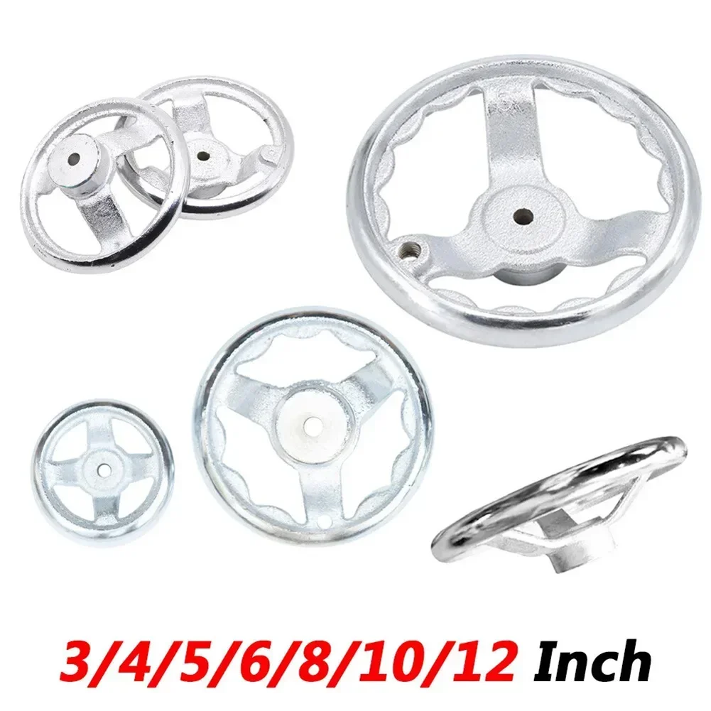 3-12inch Handwheel 3-spoke Machinery Chrome Plated Steel Inner Wave Round Rim Inner Corrugated